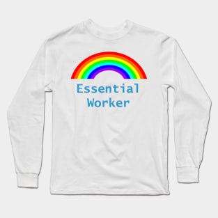 Rainbow for Essential Workers in Blue Long Sleeve T-Shirt